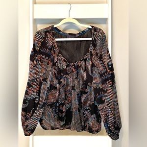 Maeve by Anthropologie Boho Madeira Satin Blouse